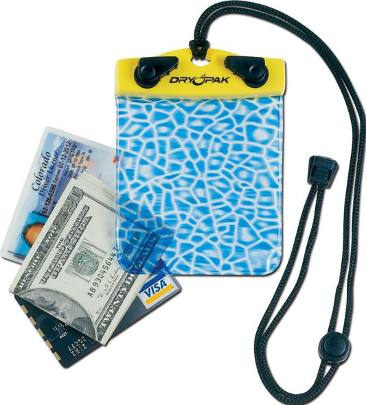 KWIK TEK ALLIGATOR WALLET 4"x4" with blue alligator embossed vinyl, adjustable neck lanyard, holds ID, cash, and cards.