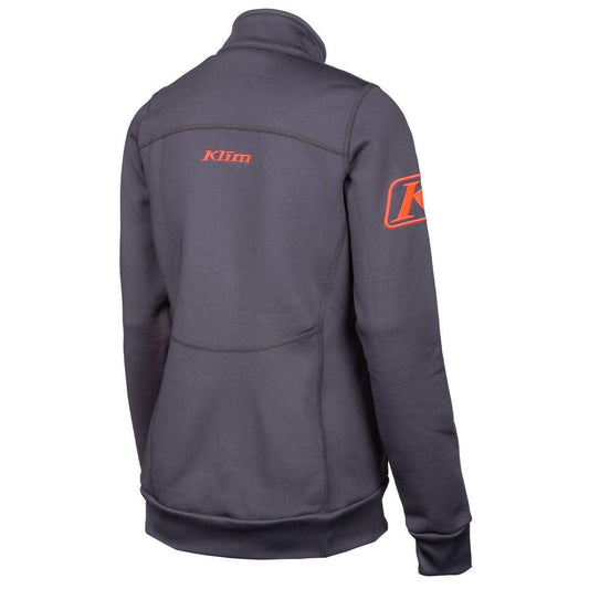 Klim Womens Sundance Jacket gray fleece mid-layer with orange logo and zippered pockets