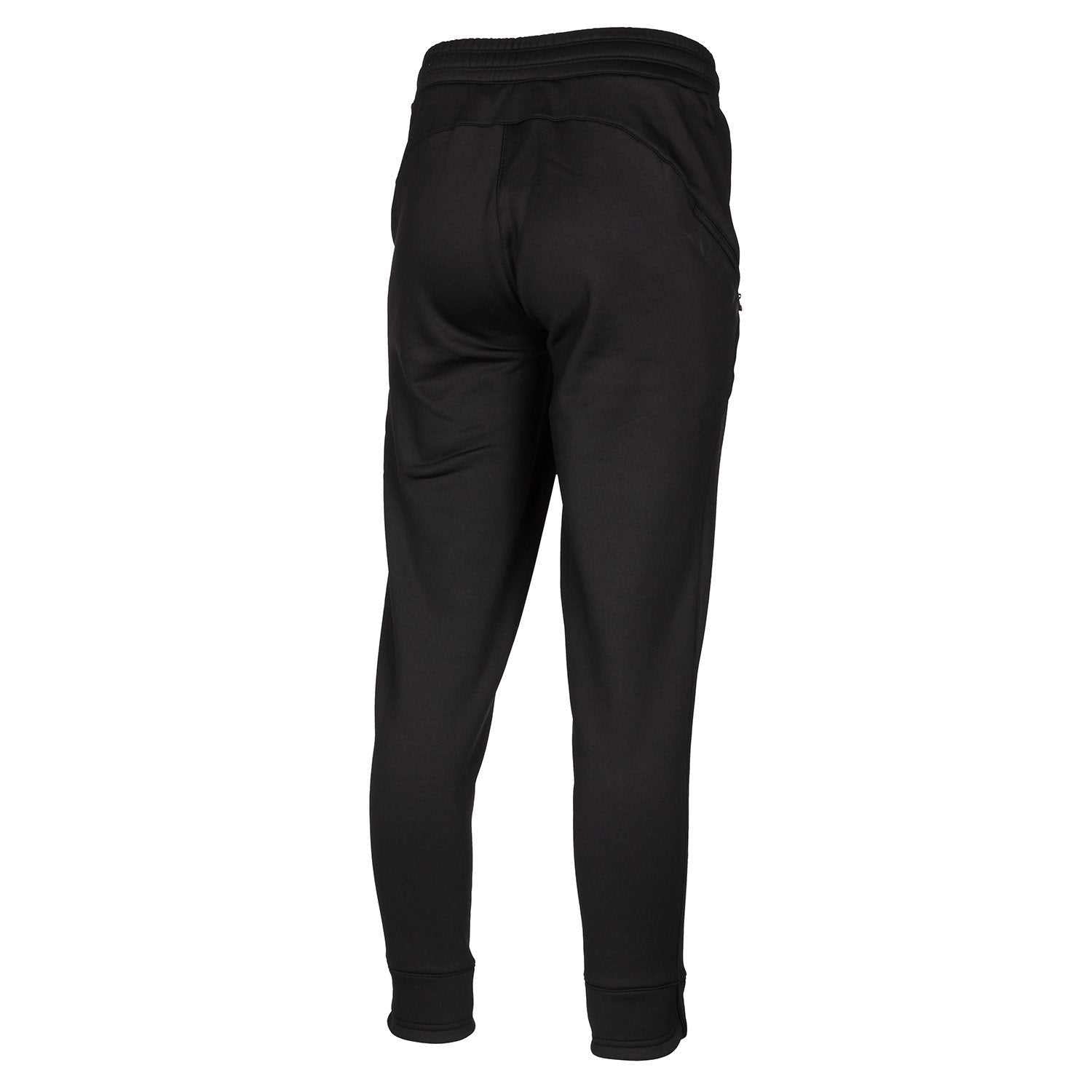 Black KLIM Sundance Pant with tapered fit, high-performance fleece joggers featuring elastic waistband and zip pockets.
