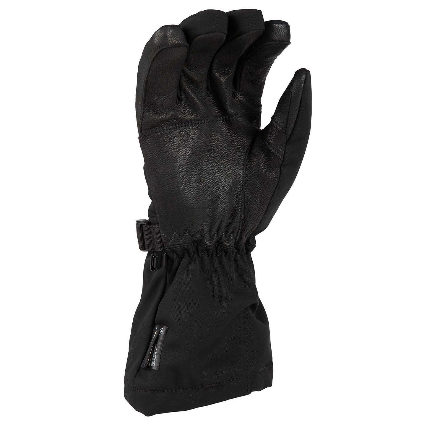 KLIM PowerXross Gauntlet Glove for snowmobiling with Gore-Tex, Thinsulate insulation, leather palm, and touchscreen functionality.