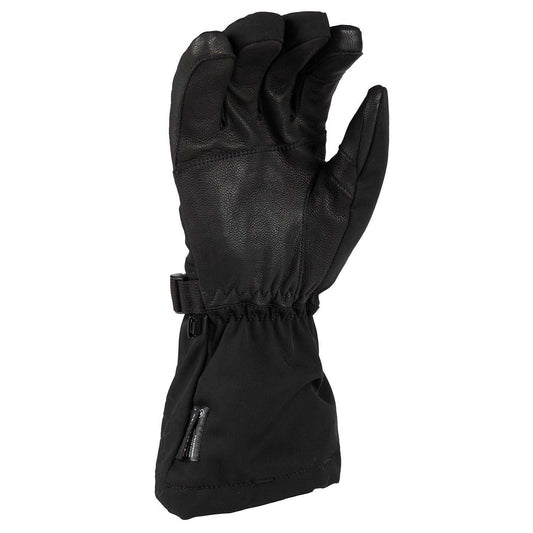 KLIM PowerXross Gauntlet Glove for snowmobiling with Gore-Tex, Thinsulate insulation, leather palm, and touchscreen functionality.