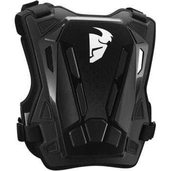 THOR Youth Guardian MX Roost Deflector with adjustable straps, molded comfort liner, ventilation ports, and impact-reducing back protector