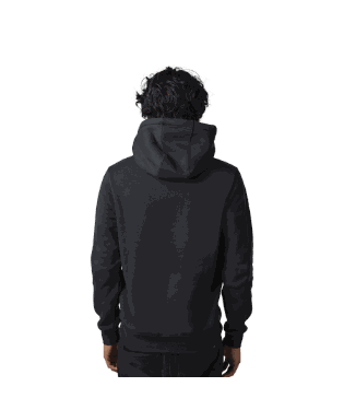 Back view of Fox Racing Absolute Pullover Fleece in black, featuring a drawcord hood and soft brushed interior for warmth and comfort.