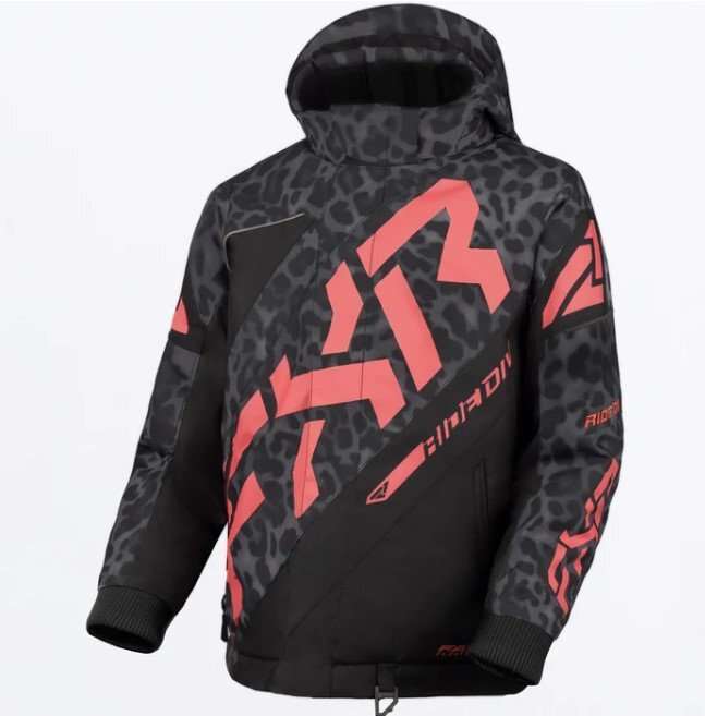 FXR Racing Child CX Jacket 24 black and red waterproof insulated hooded winter jacket with reflective details