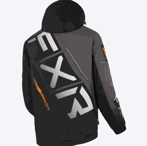 FXR RACING MEN'S CX JACKET 23, black and gray, featuring HydrX Pro™ and 3M™ Scotchlite™ reflective elements.