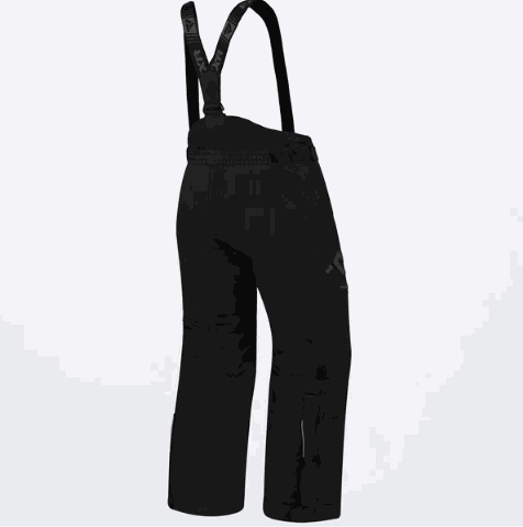FXR Racing Youth black insulated clutch pants with adjustable suspenders and durable shell