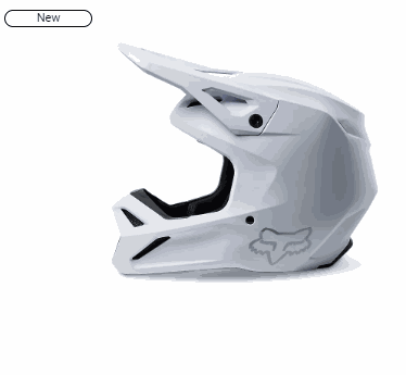 FOX RACING V1 SOLID HELMET, white moto helmet with adjustable visor and ventilation.