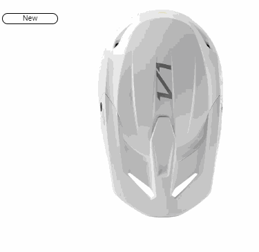 Top view of FOX RACING V1 SOLID HELMET in white, showcasing sleek design and ventilation features.