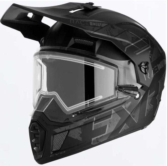 FXR Racing Clutch X Evo Helmet with electric shield, advanced polymer shell, lightweight design.