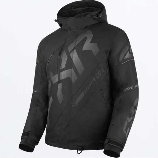 FXR RACING MEN'S CX JACKET 24, black with reflective details, adjustable hood and cuffs, waterproof and breathable.