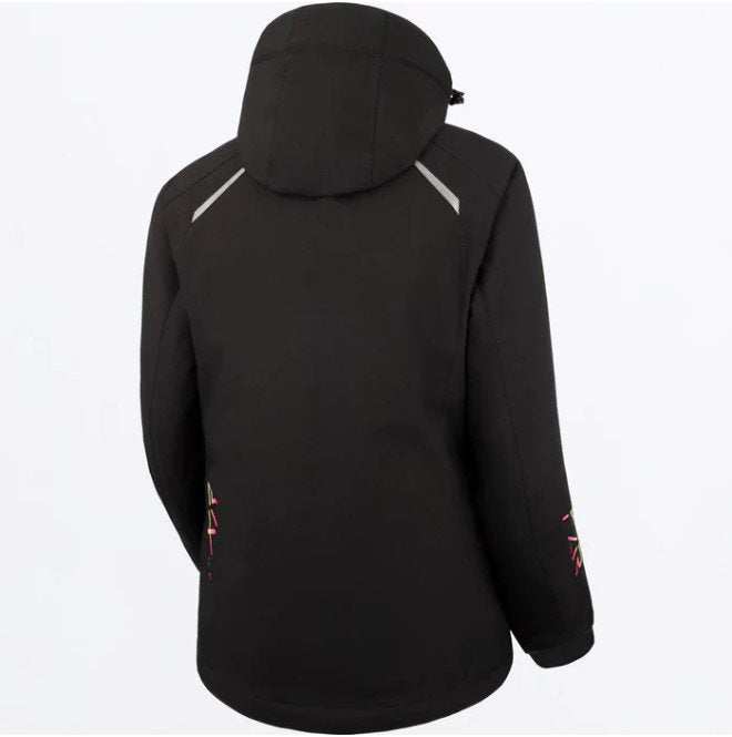FXR Racing Women's Pulse Jacket 23 with adjustable hood and reflective inserts.