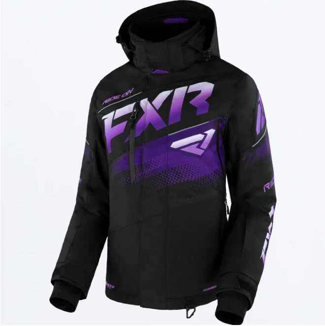 FXR RACING WOMEN'S BOOST FX JACKET 23 in black and purple with HydrX Pro™ and F.A.S.T. 3.0™ technology.