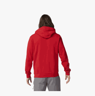 Red Fox X Honda Pullover Hoodie in heavyweight fleece, rear view.