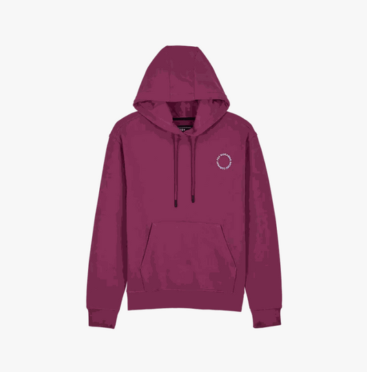 FOX RACING Women's Next Level Pullover Hoodie in plum, featuring heavyweight fleece, soft brushed interior, and adjustable drawcord hood.