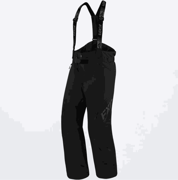 FXR RACING MEN'S CLUTCH FX Pant with adjustable suspenders, thermal insulation, and moisture resistance.