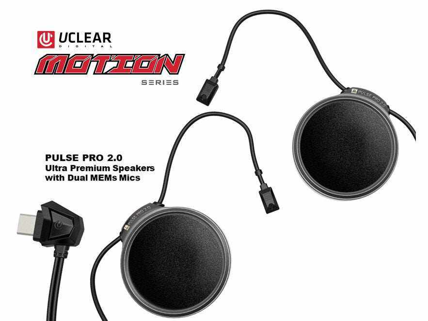 UCLEAR MOTION 4 Lite Bluetooth Communicator with Pulse Pro 2.0 Speakers, featuring dual MEMS mics.