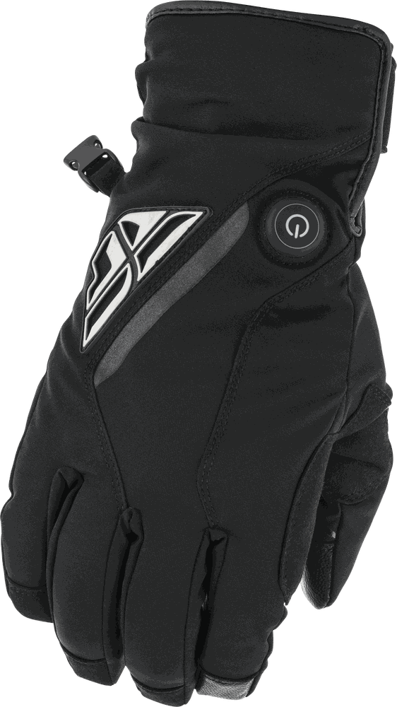 FLY RACING TITLE HEATED GLOVES with LED heat settings and reflective panels.