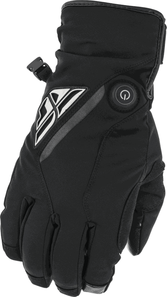 FLY RACING TITLE HEATED GLOVES with LED heat settings and reflective panels.