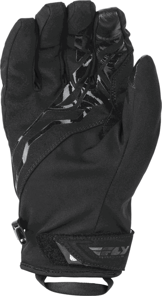 FLY RACING TITLE HEATED GLOVES with windproof and waterproof technology, pre-curved fingers, and LED heat settings.