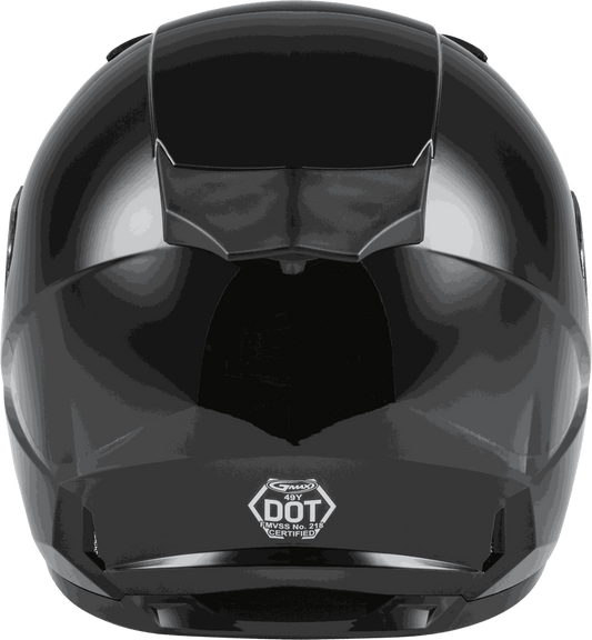 GMAX Youth GM-49Y Full-Face Snow Helmet, black, DOT approved, rear view.
