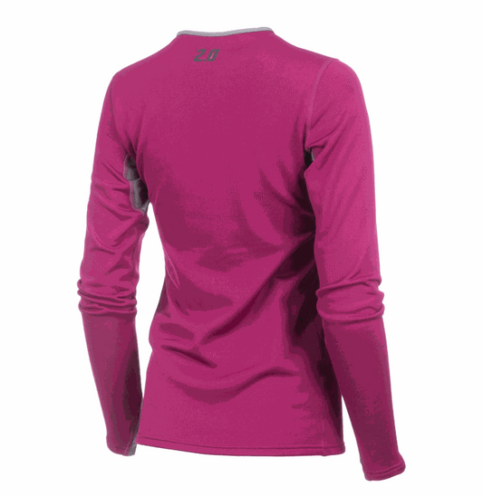 Women's Klim Solstice Shirt 2.0 in pink, breathable, moisture-wicking synthetic base layer for outdoor sports