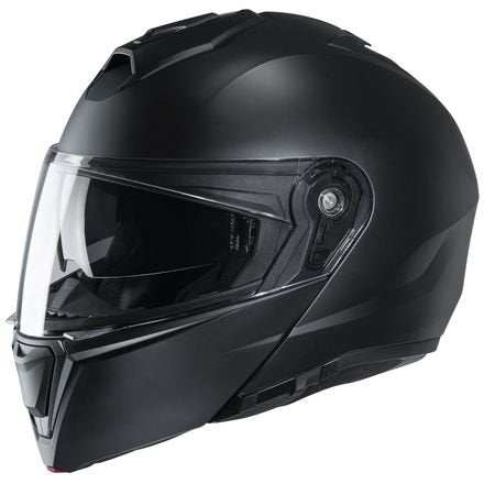 HJC i90 E motorcycle helmet with polycarbonate shell, one-touch locking, air-flow ventilation, and sun visor.
