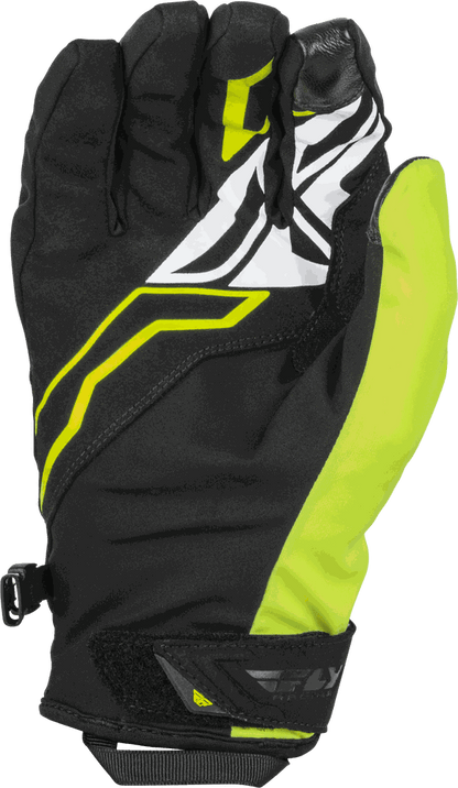 Fly Racing Title Gloves with weatherproof Hipora technology, high-visibility reflective panels, and silicone grip.