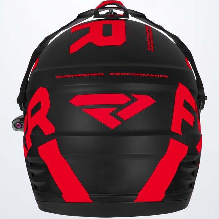 Back view of FXR Torque X Team Helmet in black with bold red graphics and engineered performance text