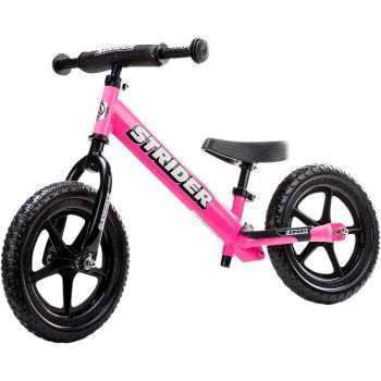 Pink Strider 12" Sport Balance Bike for toddlers with lightweight steel frame and flat-free foam tires