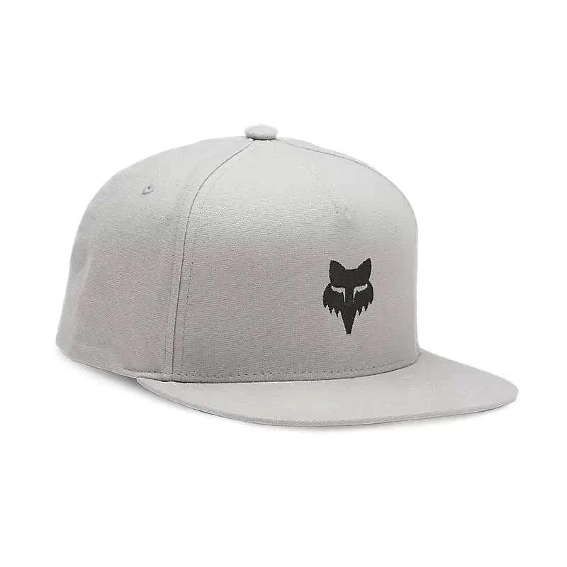 FOX RACING Fox Head Snapback Hat with iconic logo, adjustable fit, and 3D embroidery.