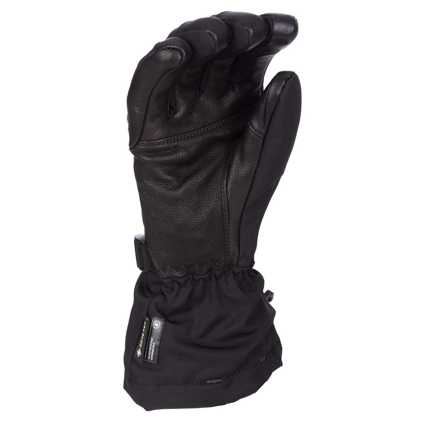 KLIM Radiate Gauntlet Glove in black leather with adjustable wrist and cuff.