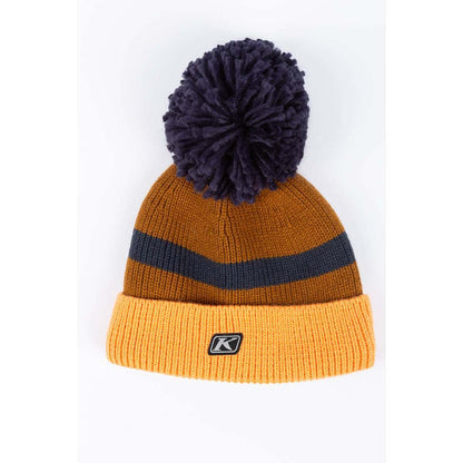 KLIM POWDER POM BEANIE with removable pom, rib-knit pattern, and fold-up cuff.