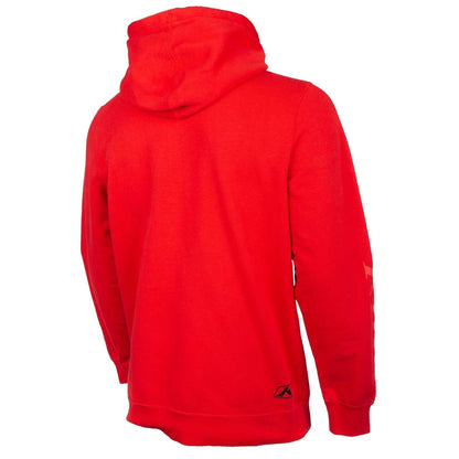 Red KLIM K Corp Hoodie with drawcord hood and kangaroo pocket.