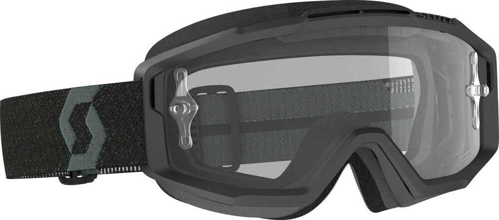 SCOTT Split OTG Goggle with active frame venting, 3-layer face foam, and silicone-lined strap in black