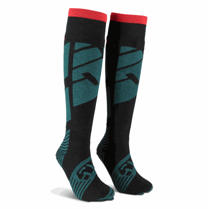 509 Stoke Sock with high cuff, black and teal design, featuring Merino wool blend for warmth and moisture-wicking performance.