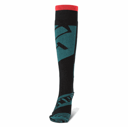 509 Stoke Sock with high cuff, Merino wool, full terry cushioning in black and teal.