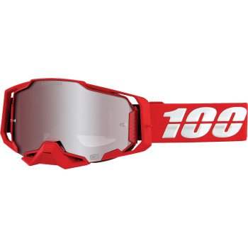 100% Armega Goggle with ultra HD lens and quick-change system in red color.