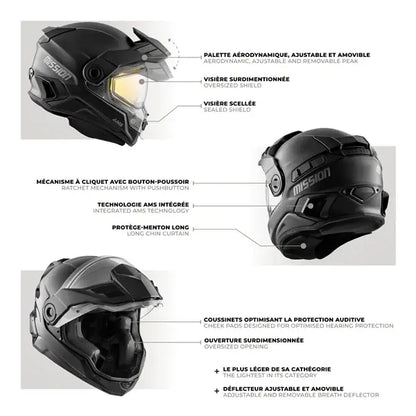 CKX MISSION FREE-FACE HELMET - CARBON - ELECTRIC SHIELD