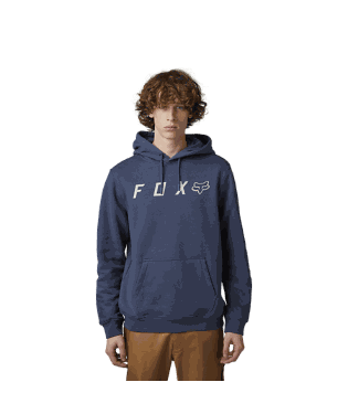 FOX RACING ABSOLUTE PULLOVER fleece with logo, kangaroo pockets, and drawcord hood for warmth and style.
