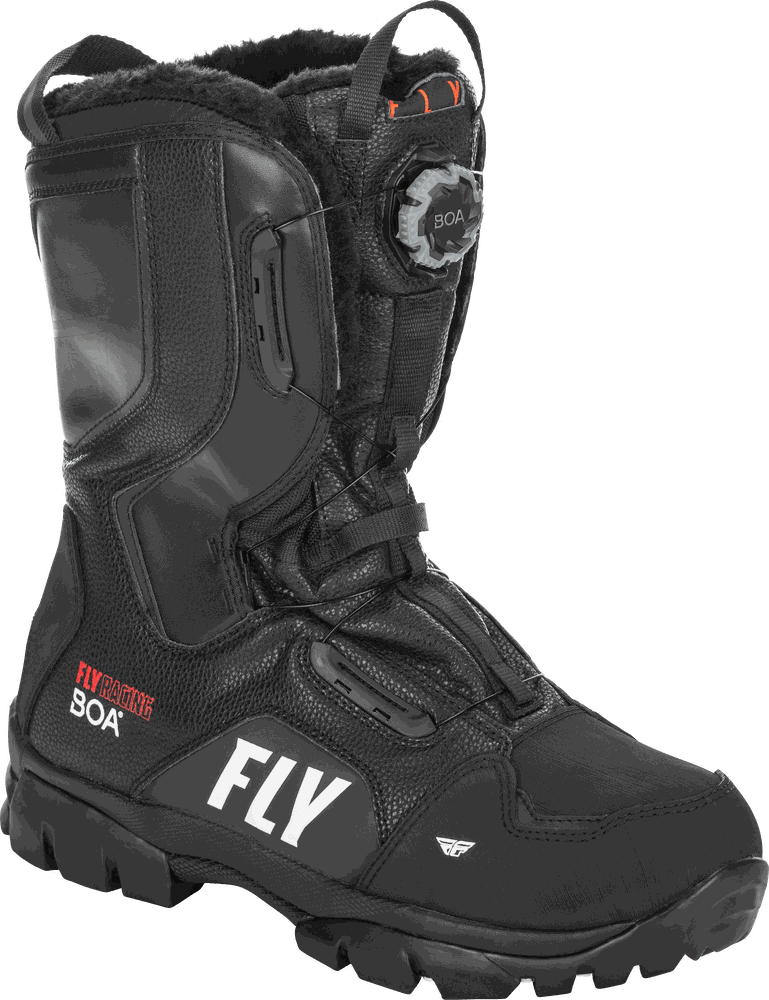 FLY RACING MARKER BOA BOOT with BOA dial, leather upper, and durable rubber sole.