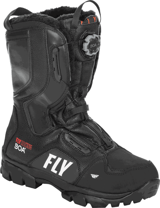 FLY RACING MARKER BOA BOOT with BOA dial, leather upper, and durable rubber sole.