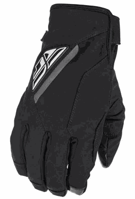 Fly Racing Title Gloves with weatherproof technology and high-visibility reflective panels.