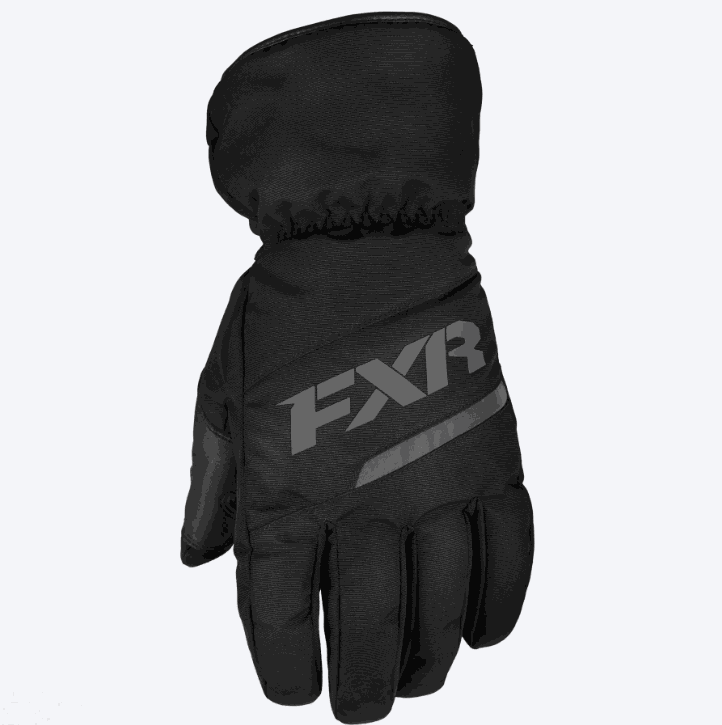 FXR Racing child Octane insulated black glove with waterproof liner and reflective logo