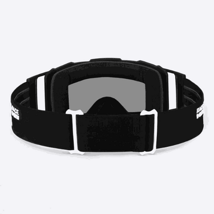 FXR RACING low-rise black snow goggles with vented dual-pane polycarbonate lens and silicone grip strap