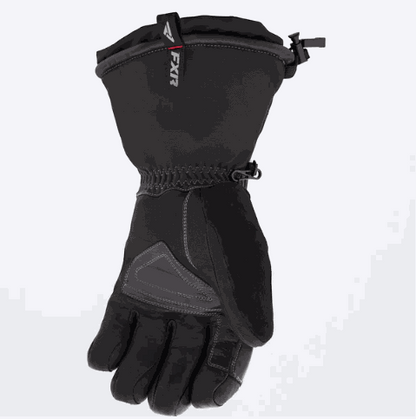 FXR Racing men's leather gauntlet glove with full grain cowhide, Thinsulate insulation, waterproof membrane, and reinforced palm for winter riding.