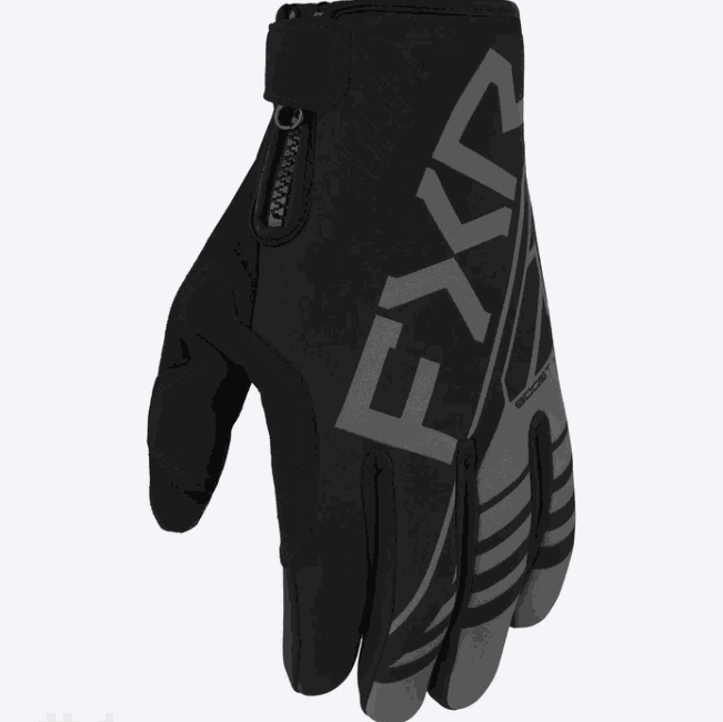 FXR RACING Men's Boost Lite Glove, black, durable neoprene, snug-fit, silicone traction.