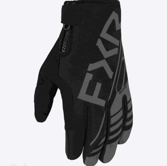 FXR RACING Men's Boost Lite Glove, black, durable neoprene, snug-fit, silicone traction.