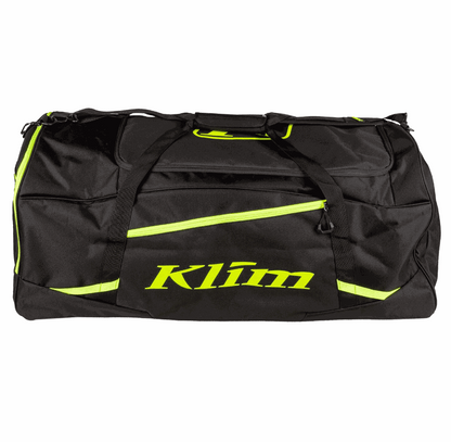 KLIM Drift Gear Bag large black duffle with neon yellow accents and padded straps
