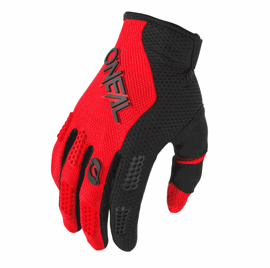 O'NEAL YOUTH ELEMENT racewear glove in red and black with vented mesh and TPR protection