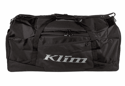 KLIM DRIFT GEAR BAG, large black duffle, durable design with heavy-duty zippers, adjustable dividers, and padded straps.